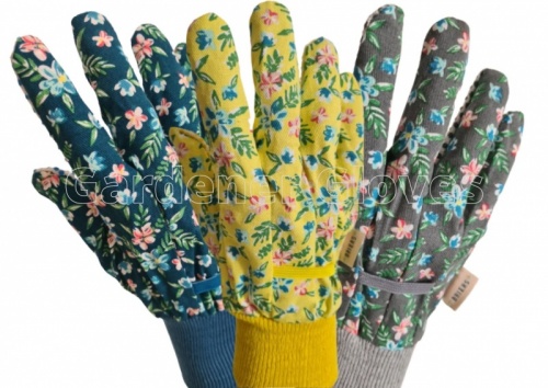 Briers Fleurette Cotton Gloves with Grips